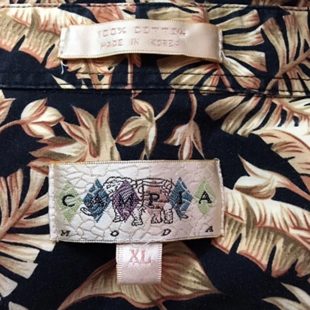 CAMPIA 100% Hawaiian Shirt Tropical Palm Leaves Aloha Short Sleeve NWOT - Picture 4 of 6